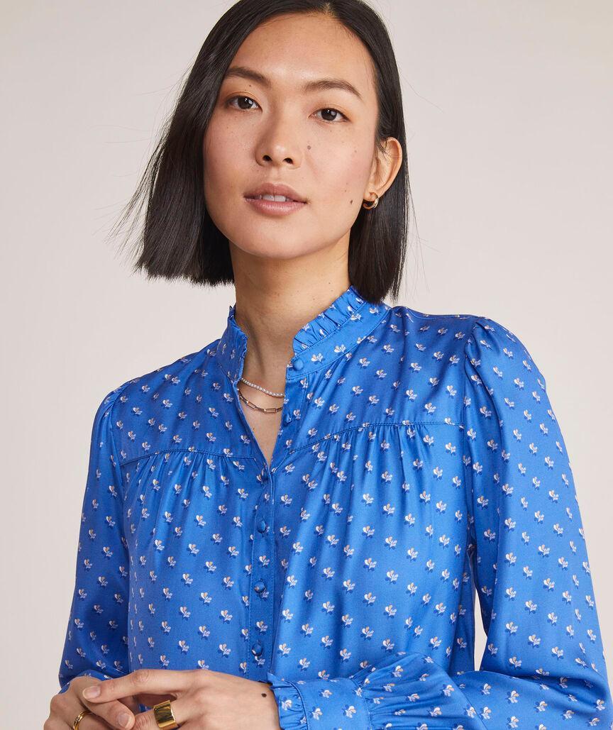 Silk Twill Ruffle Collar Popover Product Image