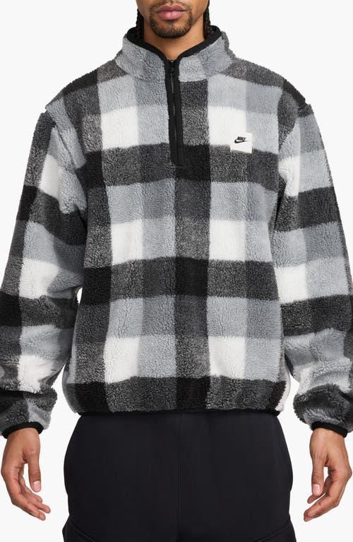 NIKE Mens  Club Seasonal Winterized All Over Print Half-zip In Black/white/smoke Grey Product Image