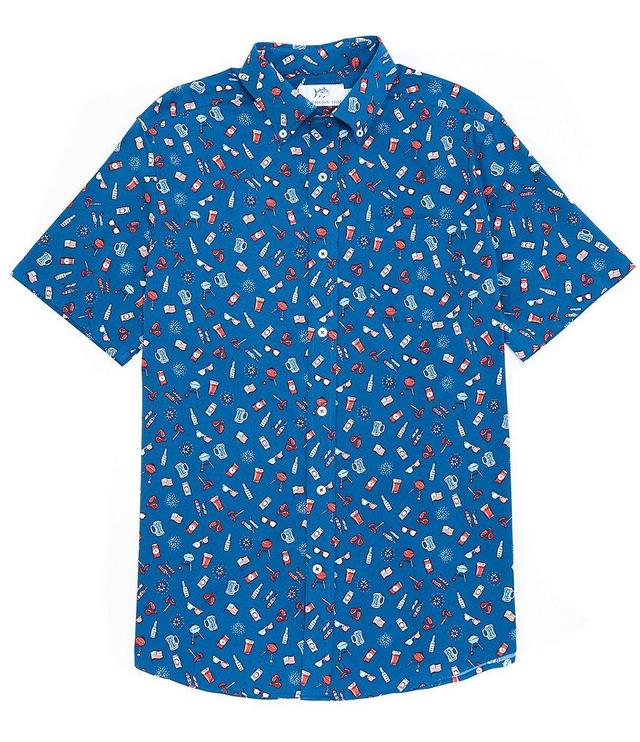 Southern Tide Intercoastal Backyard BBQ Print Performance Stretch Short Sleeve Woven Shirt Product Image