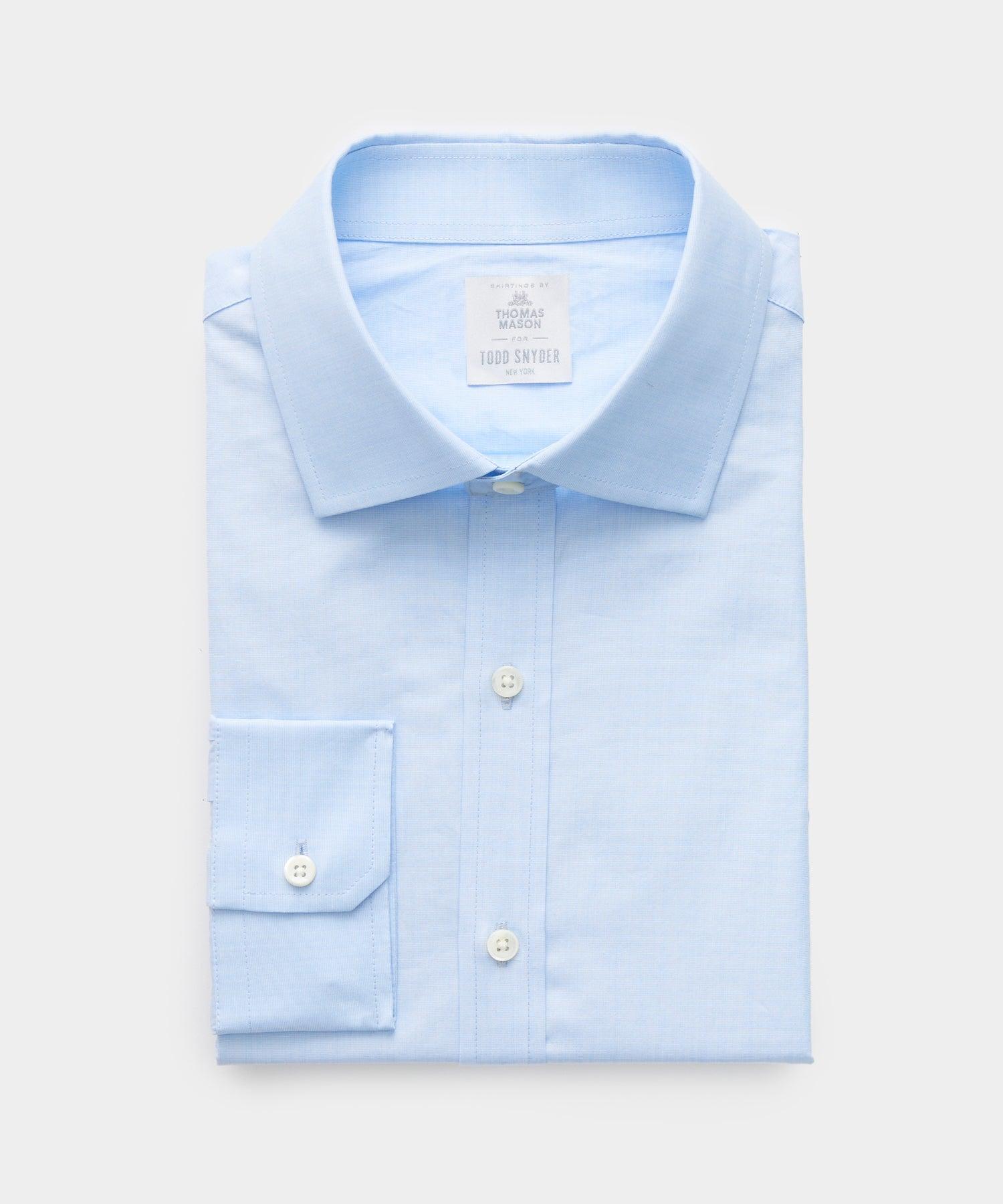 Spread Collar End On End Poplin Dress Shirt in Blue Product Image