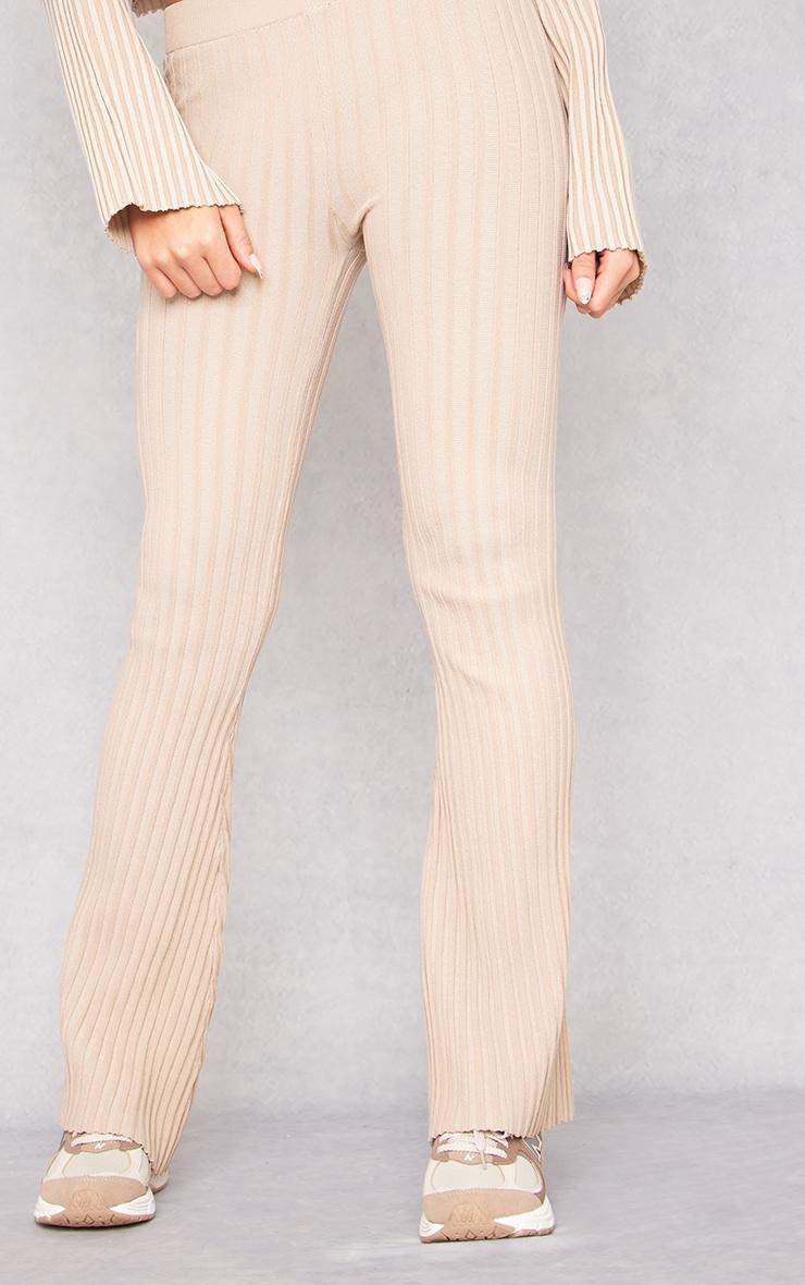 Taupe Two Tone Thick Rib Knit Leggings Product Image