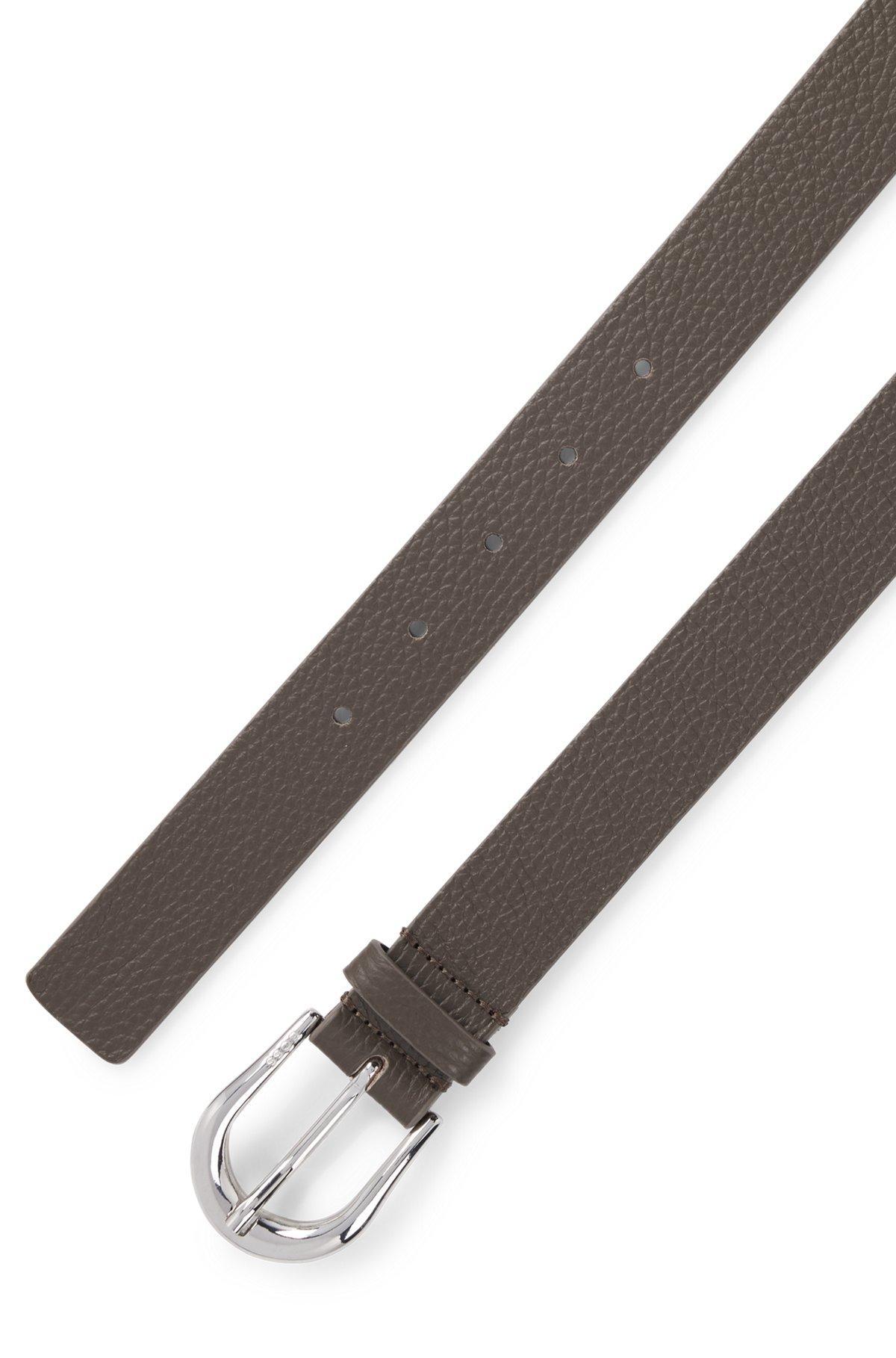 Italian-leather belt with polished silver hardware  Product Image