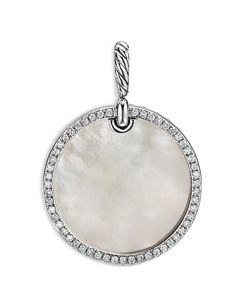 David Yurman Sterling Silver Dy Elements Disc Pendant with Mother-of-Pearl & Diamonds Product Image