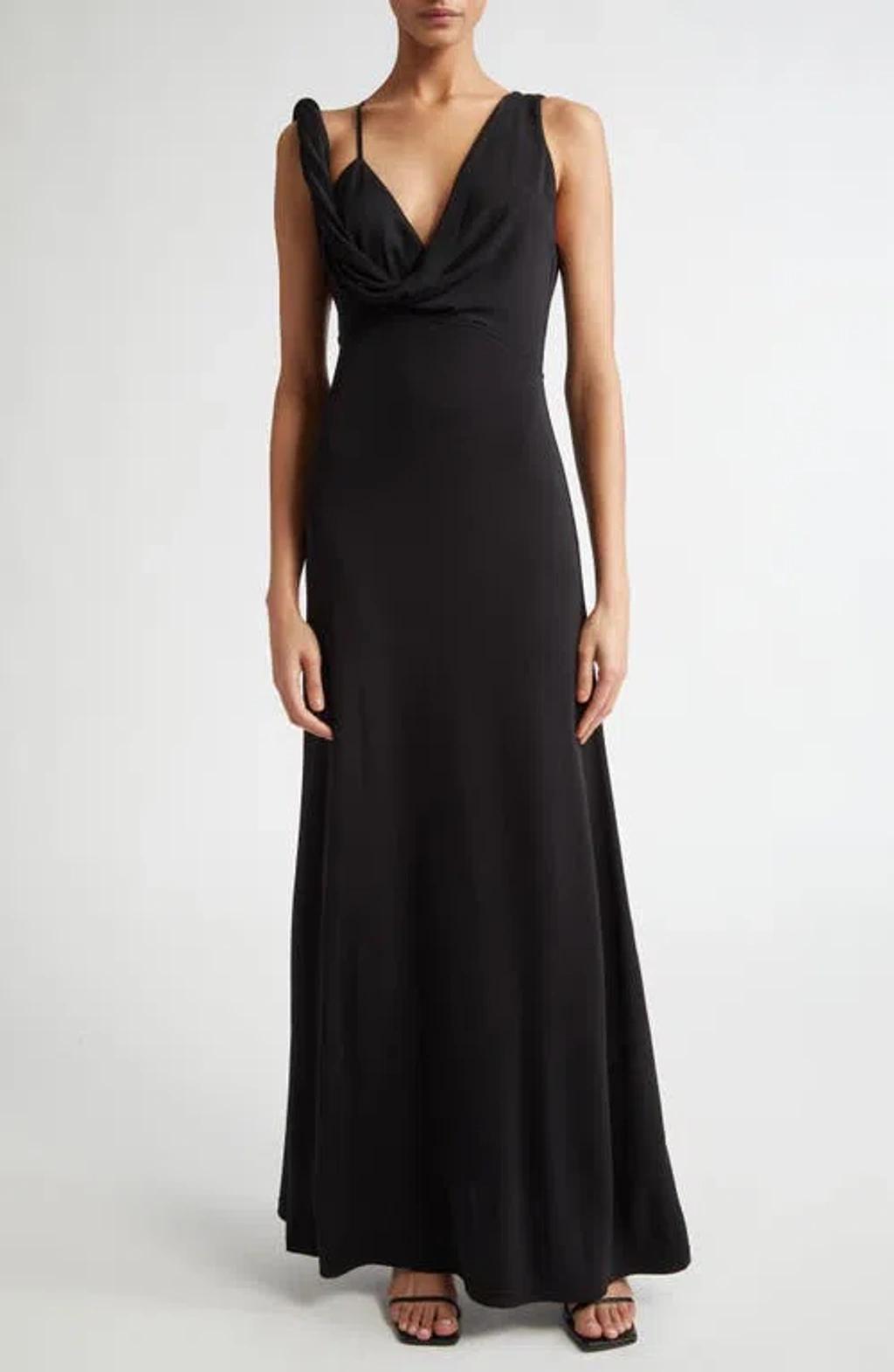 Toteme Twist Drape Dress In Black Product Image