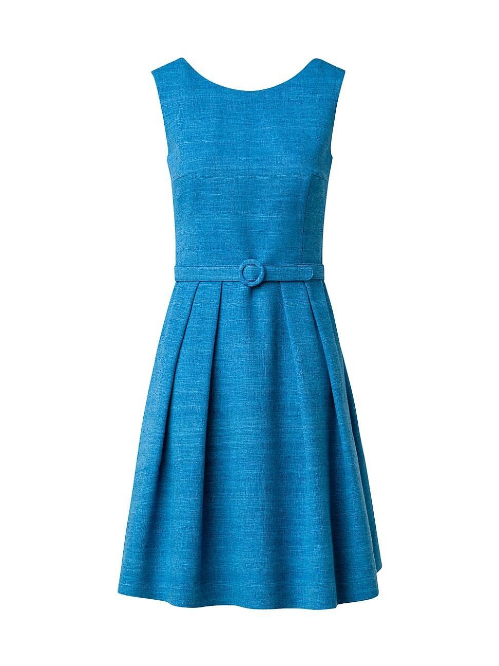 Womens Belted Pleated Silk Minidress Product Image