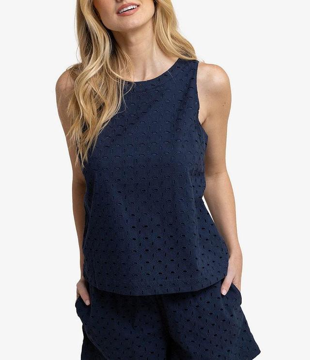 Southern Tide Carissa Eyelet Boat Neck Sleeveless Woven Tank Top Product Image