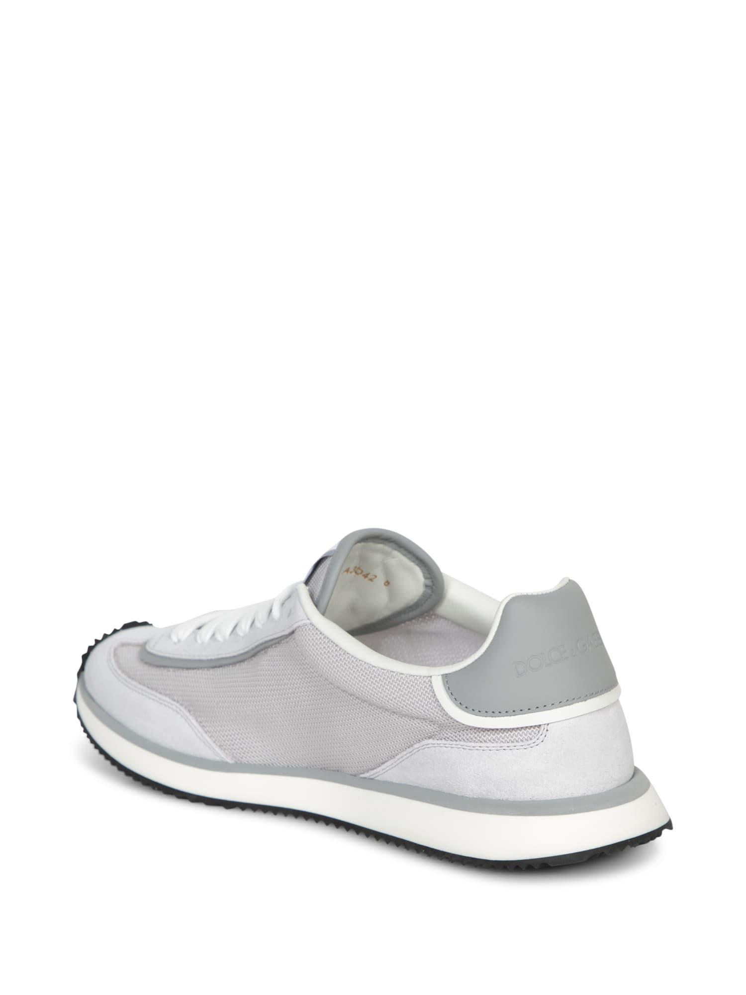 Men's Textile And Leather Runner Sneakers In Grigio/bianco Product Image