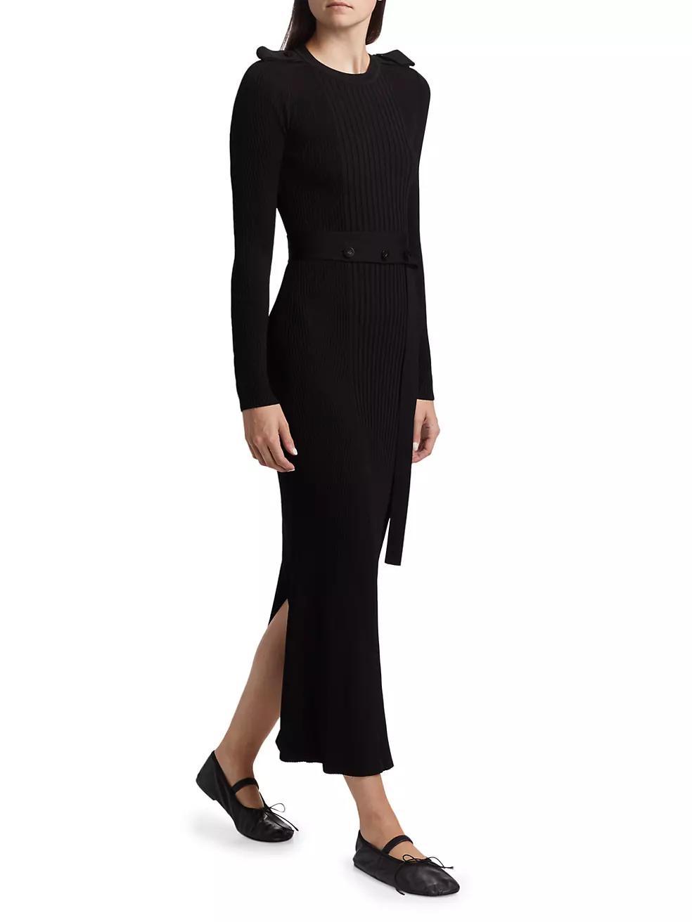 Lauryn Rib-Knit Long-Sleeve Maxi Dress Product Image