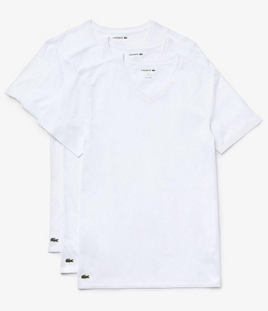 Lacoste Short Sleeve V-Neck Slim Fit Undershirt 3-Pack Product Image