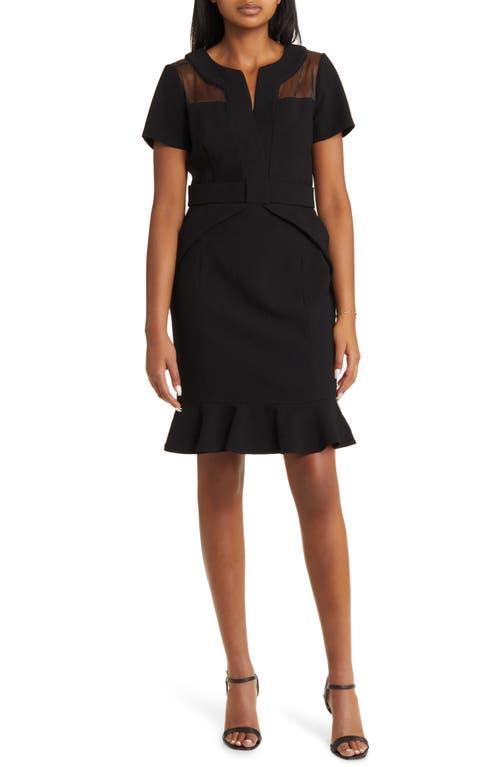 Womens Flounce Crepe & Silk Sheath Dress Product Image