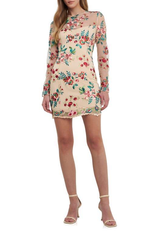 Endless Rose Floral Embroidered Long Sleeve Sheath Dress Product Image