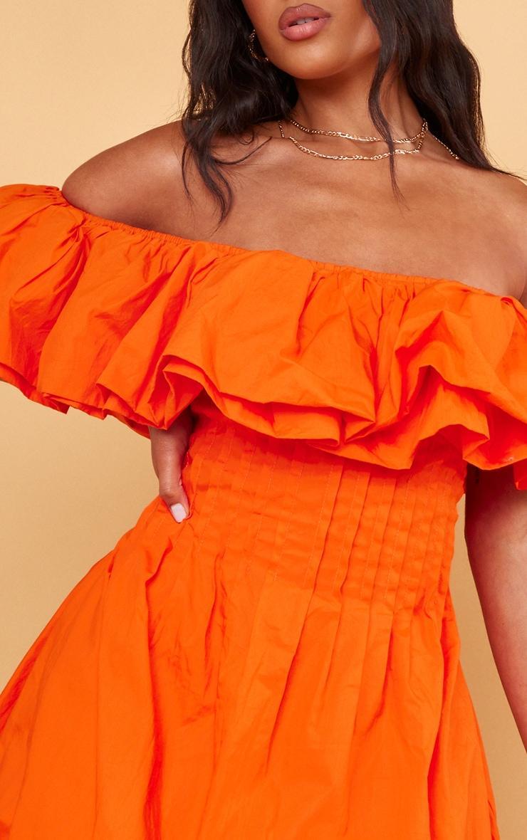 Bright Orange Woven Extreme Puff Bardot Shift Dress Product Image