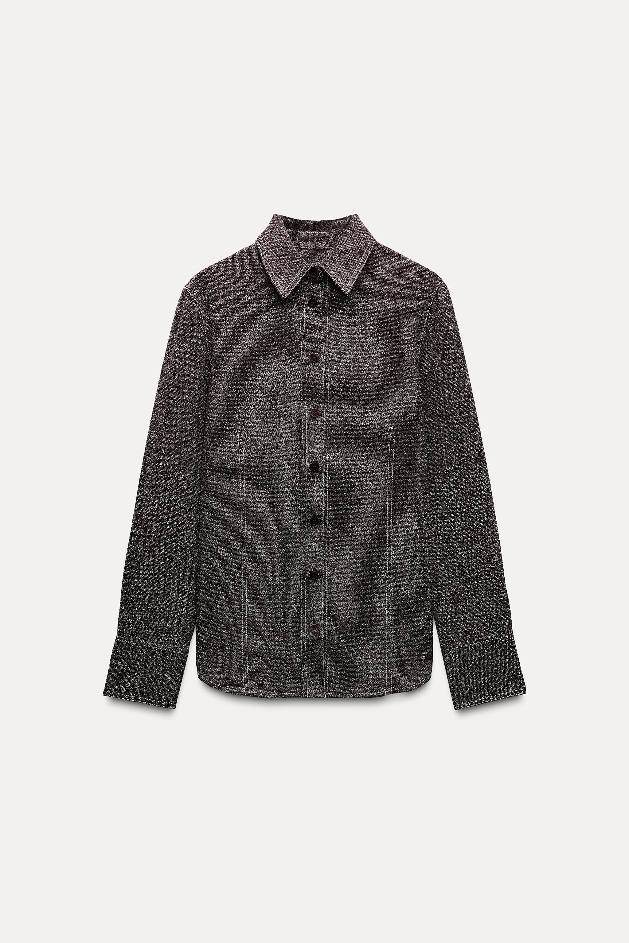 CONTRAST TOPSTITCH SHIRT ZW COLLECTION Product Image