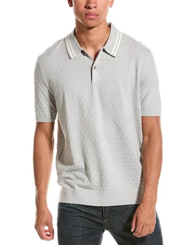 Textured Wool-blend Polo Shirt In Grey Product Image