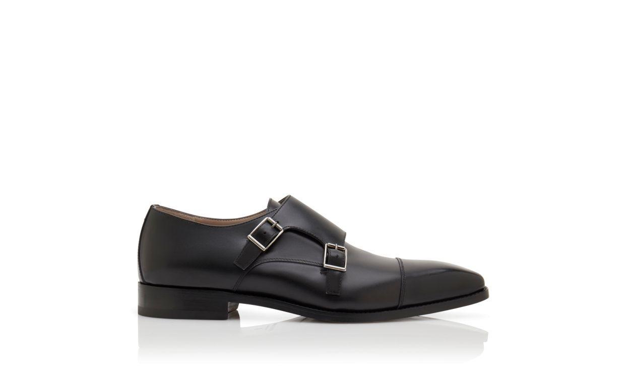 ELDRIDGE Black Calf Leather Monk Strap Shoes Product Image