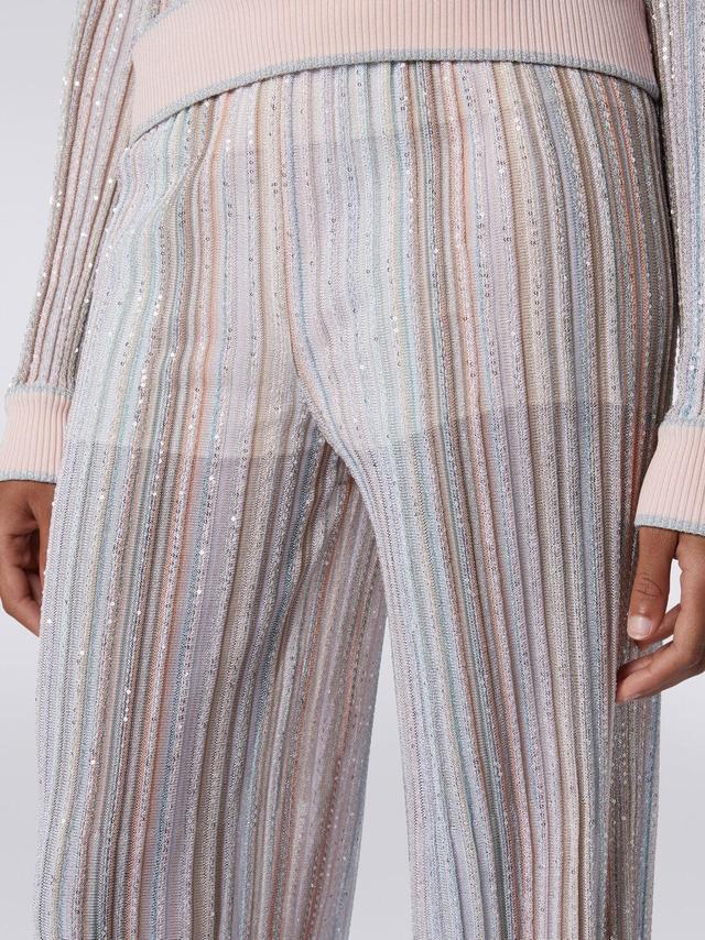 Trousers in vertical striped knit with sequins Multicoloured | Missoni Product Image