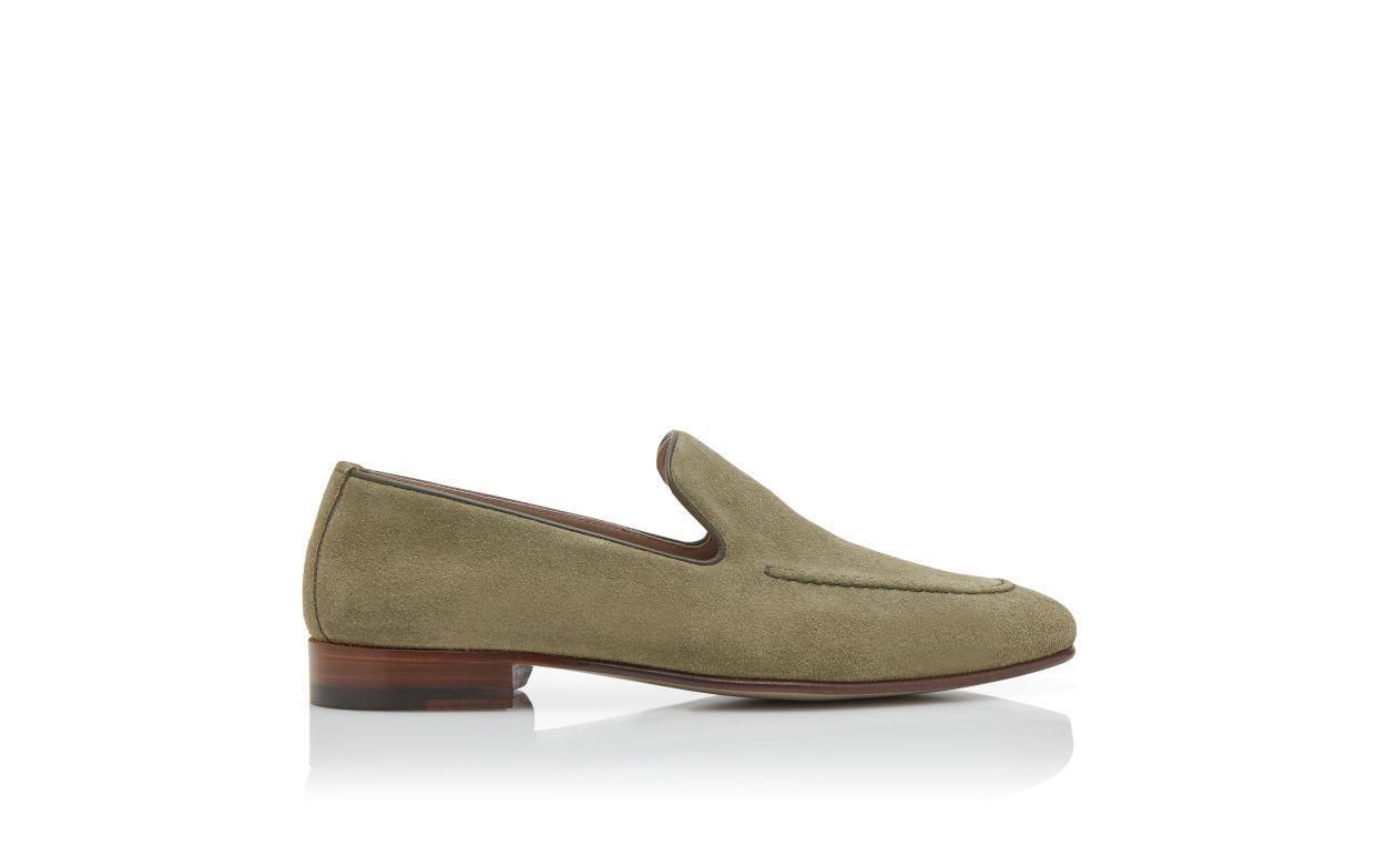 TRURO Khaki Suede Loafers  Product Image