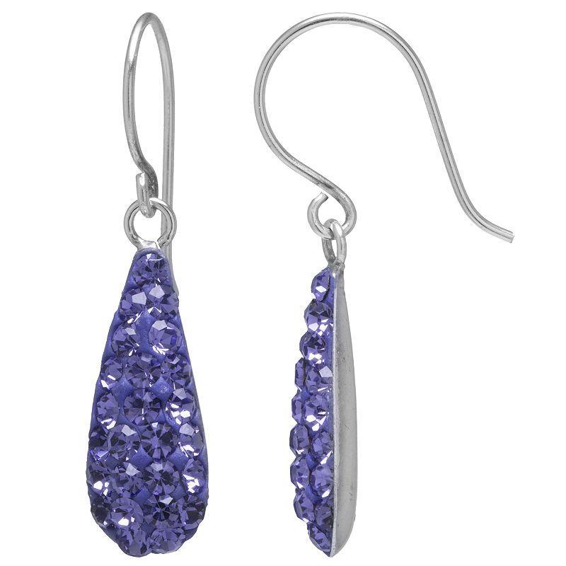 Main and Sterling Sterling Silver Crystal Tear Drop Earrings, Womens, Purple Product Image