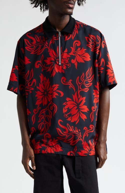 Sacai Floral Print Quarter Zip Pullover Product Image