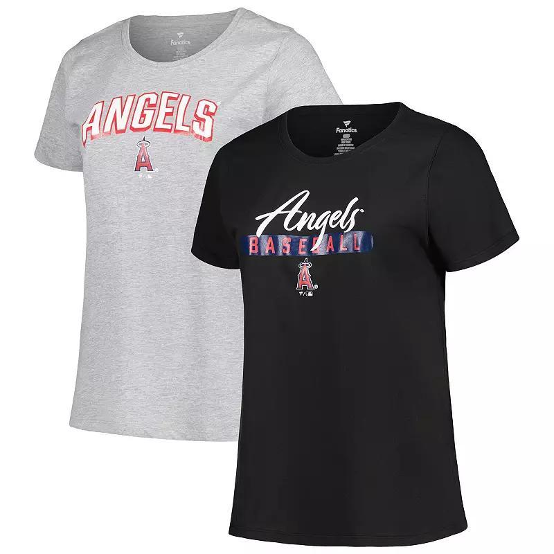 Womens Profile /Heather Gray Los Angeles Angels Plus Size T-Shirt Combo Pack Product Image