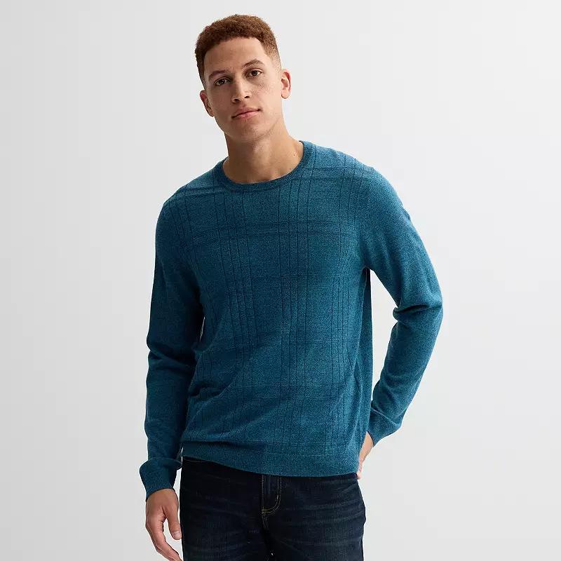 Mens Apt. 9 Merino Blend Crewneck Sweater Teal Grey Product Image