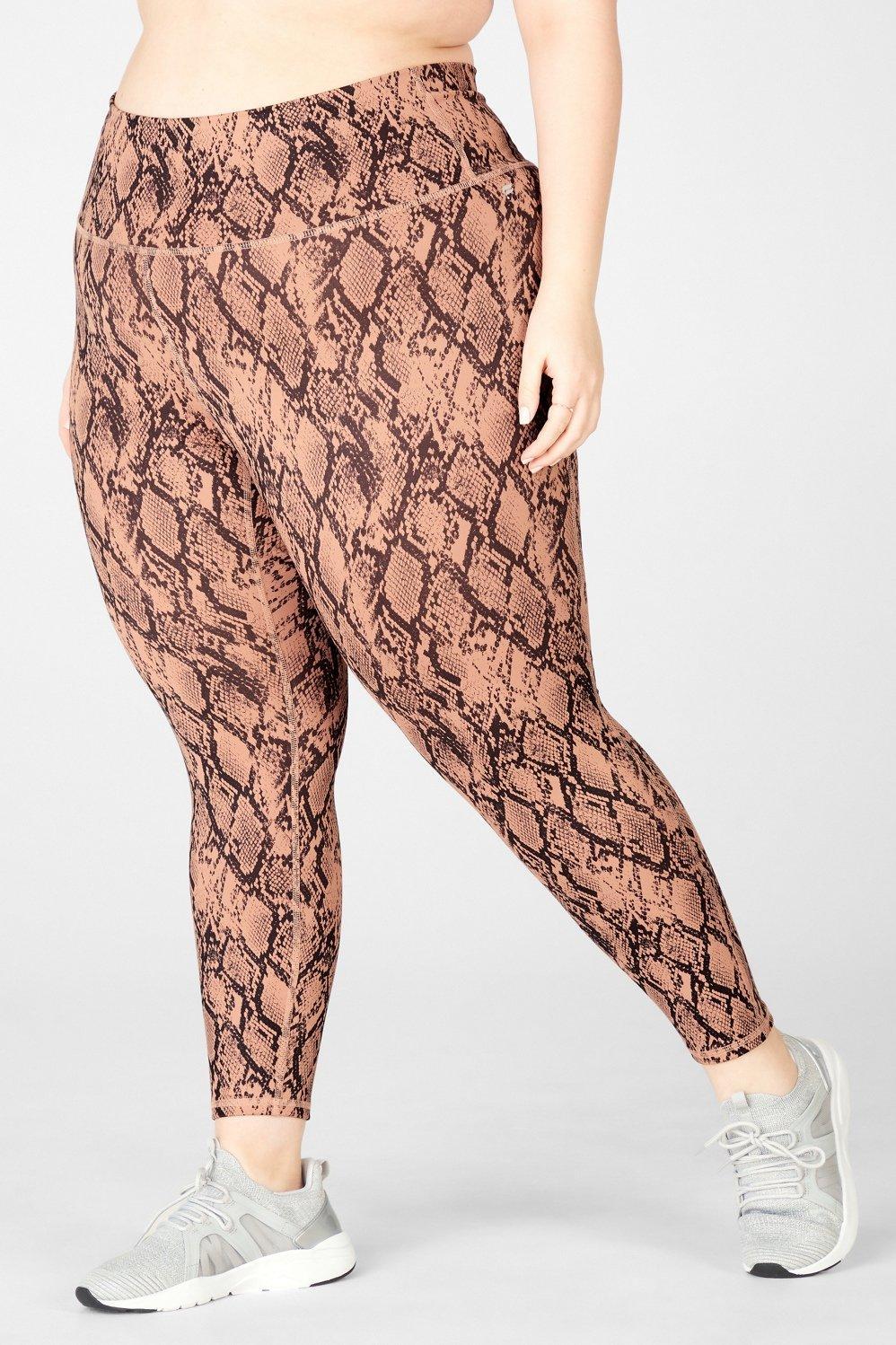 Fabletics Define High-Waisted 7/8 Legging Womens Mocha Reptilia Size XXS Product Image