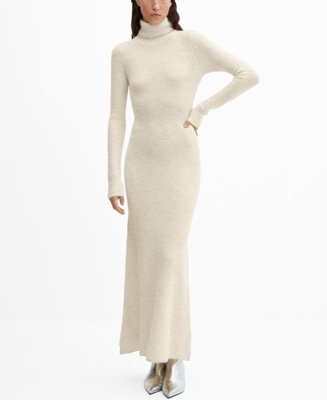 MANGO - Knitted turtleneck dress ecruWomen Product Image