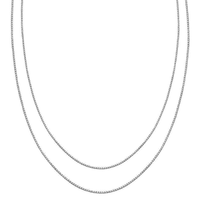 PRIMROSE Sterling Silver Box Chain Necklace Set, Womens, Grey Product Image