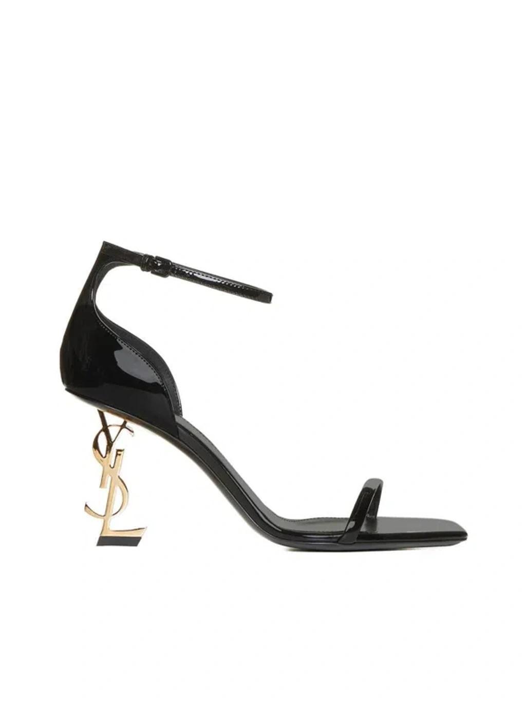 SAINT LAURENT Opyum Patent Ysl Ankle-strap Sandals In Black Product Image