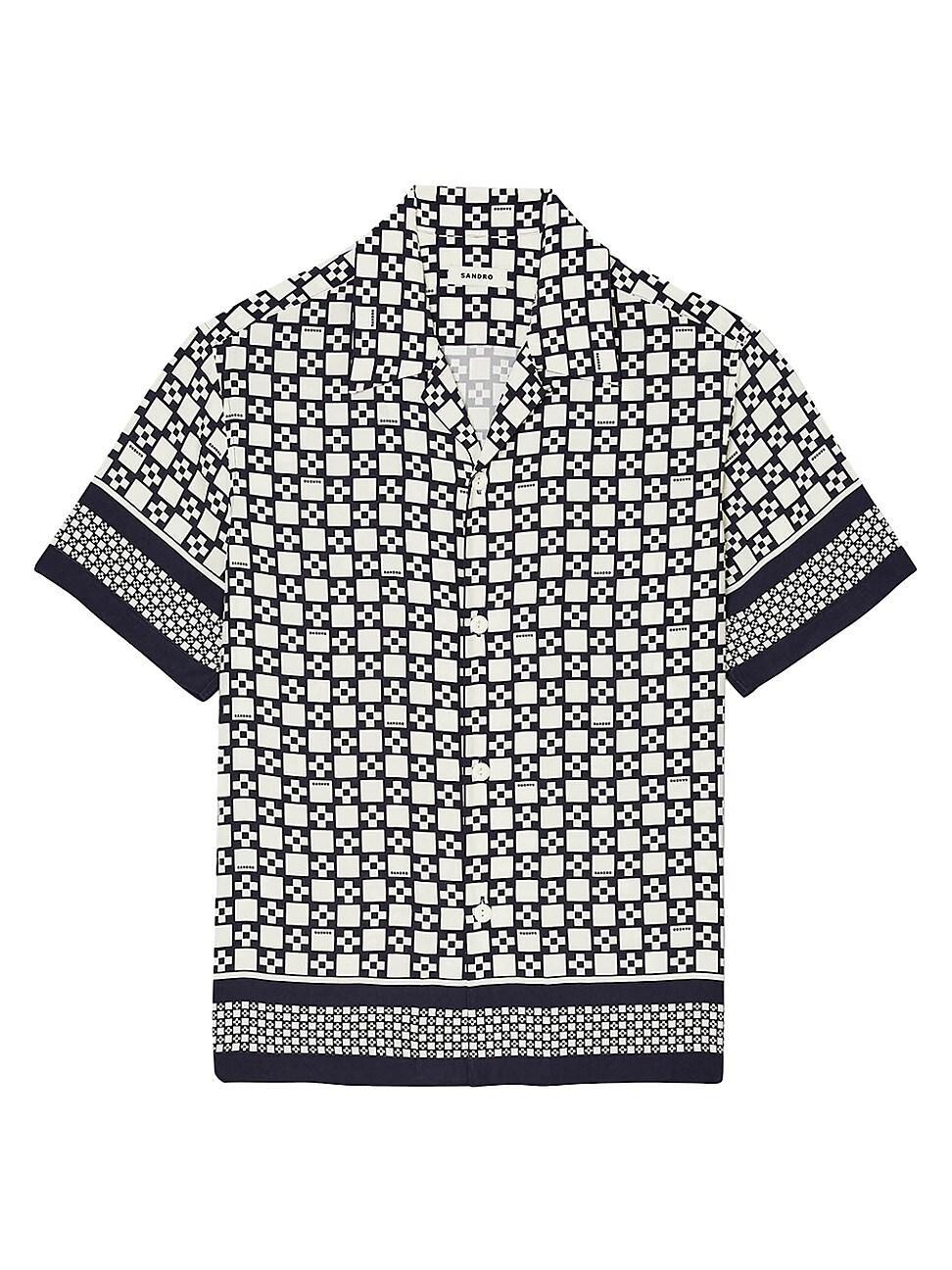 sandro Cross Print Camp Shirt Product Image