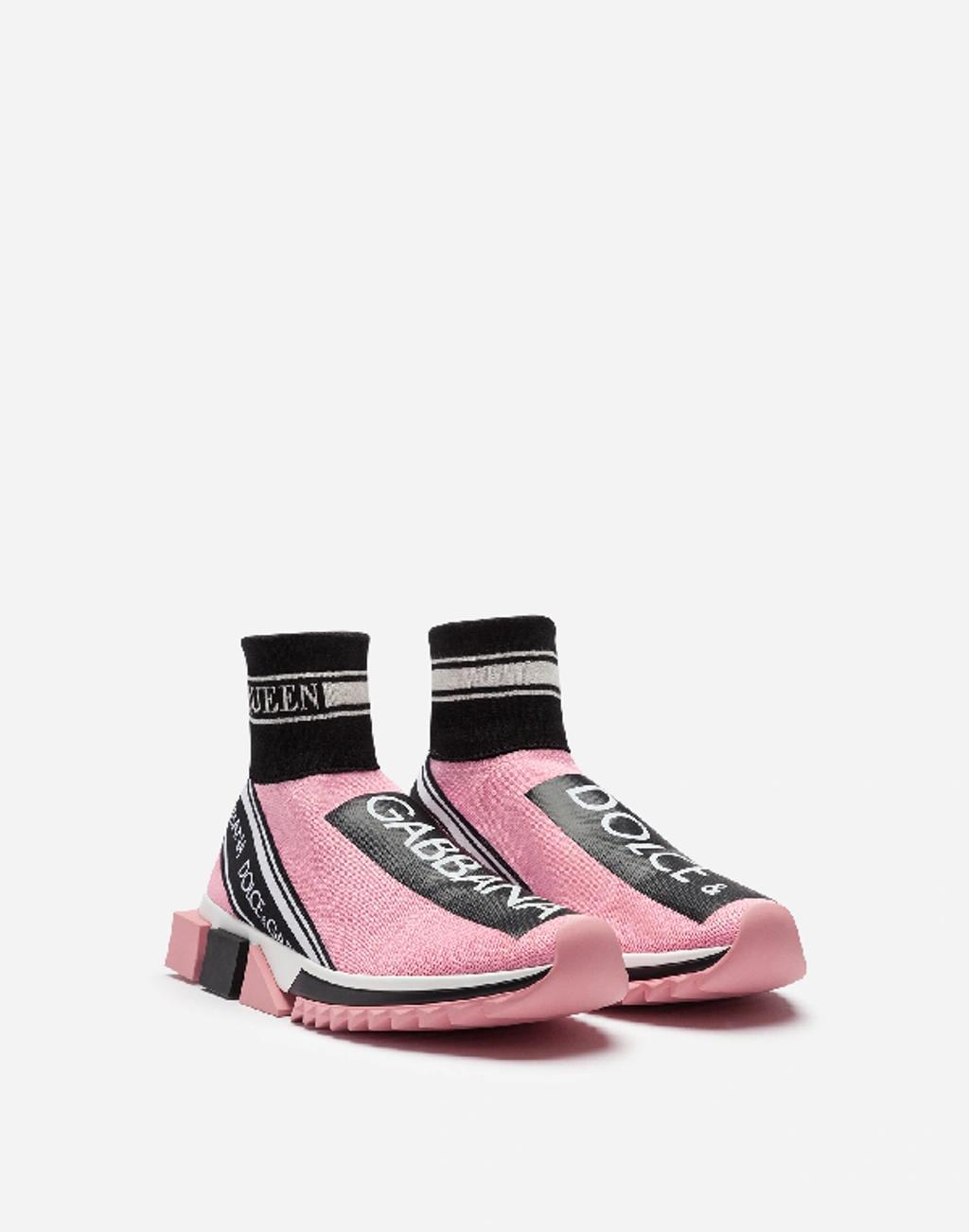 DOLCE & GABBANA Sorrento Pink Stretch Jersey Hi- Top Slip-ons Product Image