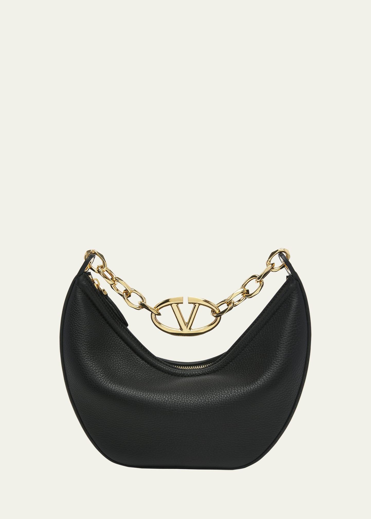 Womens Small VLogo Moon Hobo Bag In Leather With Chain Product Image