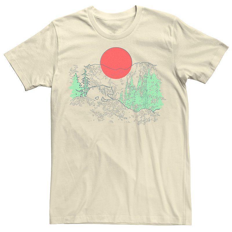 Mens Cali Bear Mountains With Neon Trees Line Sketch Tee Product Image