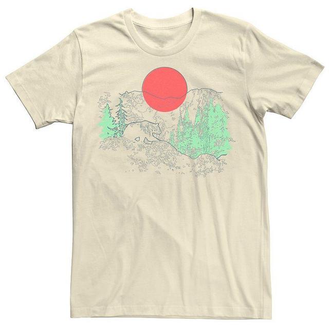 Mens Cali Bear Mountains With Neon Trees Line Sketch Tee Product Image