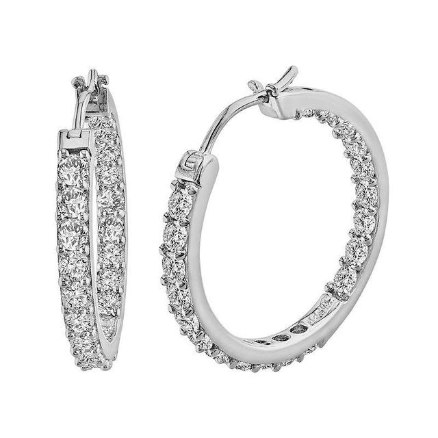 Stella Grace Sterling Silver Lab-Created White Sapphire Hoop Earrings, Womens Product Image