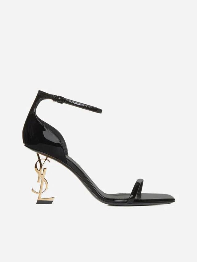 SAINT LAURENT Opyum Patent Ysl Ankle-strap Sandals In Black Product Image