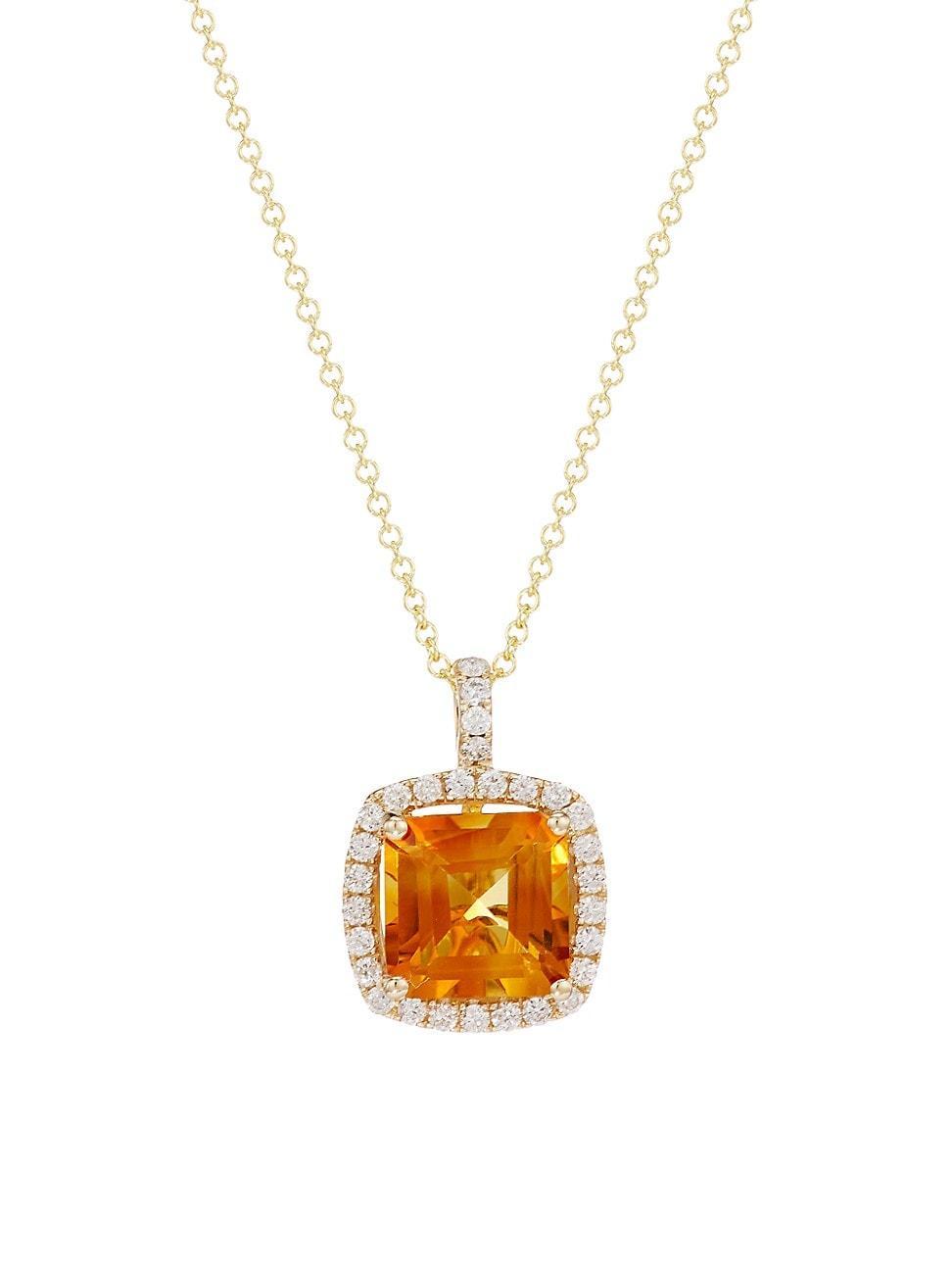 Womens 14K Yellow Gold, 0.35 TCW Diamond & Citrine Pendant Necklace Product Image