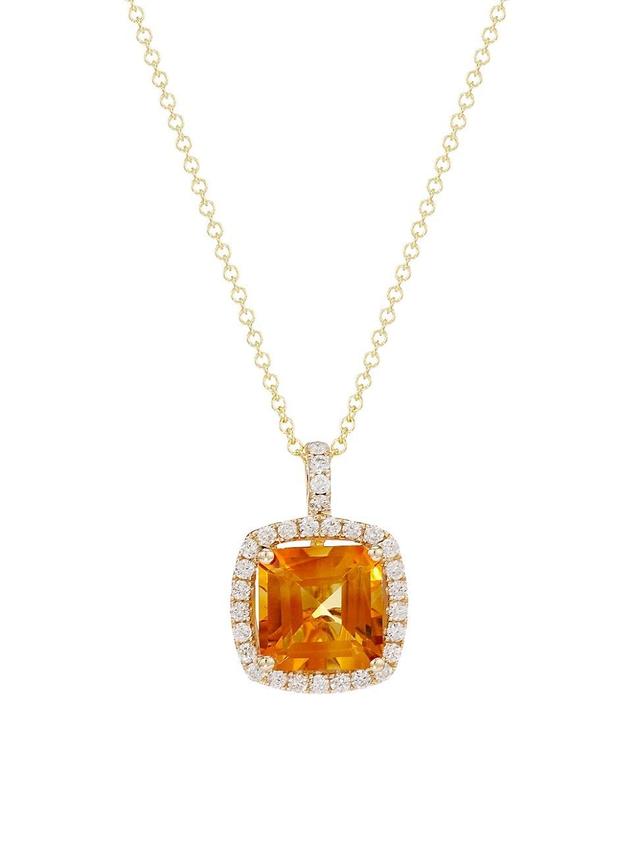 Womens 14K Yellow Gold, 0.35 TCW Diamond & Citrine Pendant Necklace Product Image