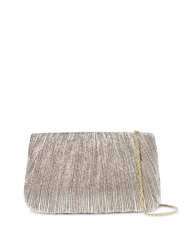 Womens Brit Metallic Pleated Clutch-On-Chain Product Image