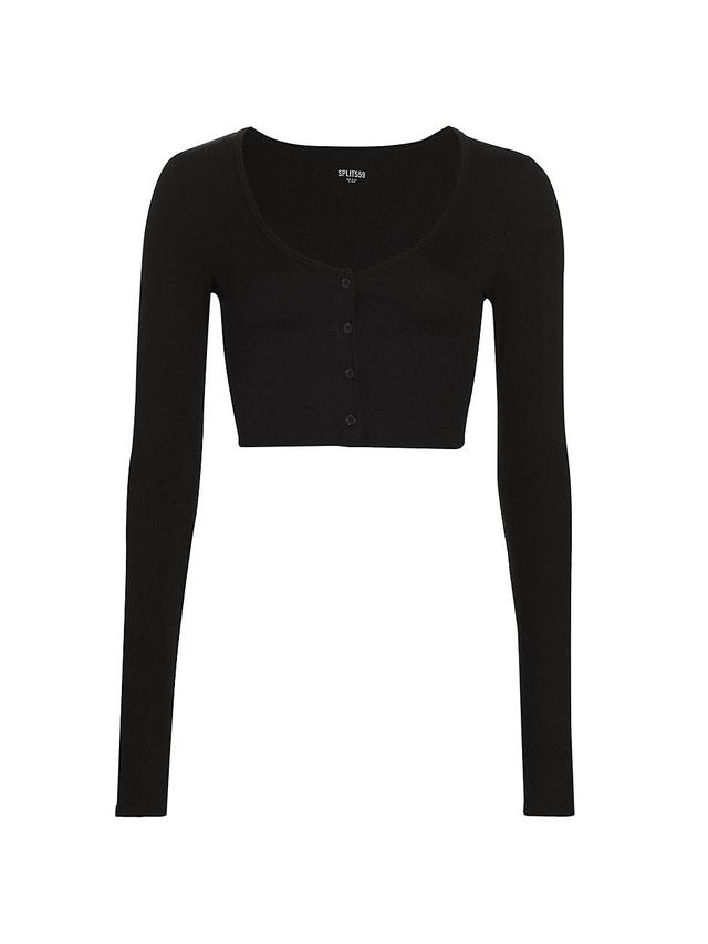 Womens Rene Rib-Knit Crop Cardigan Product Image