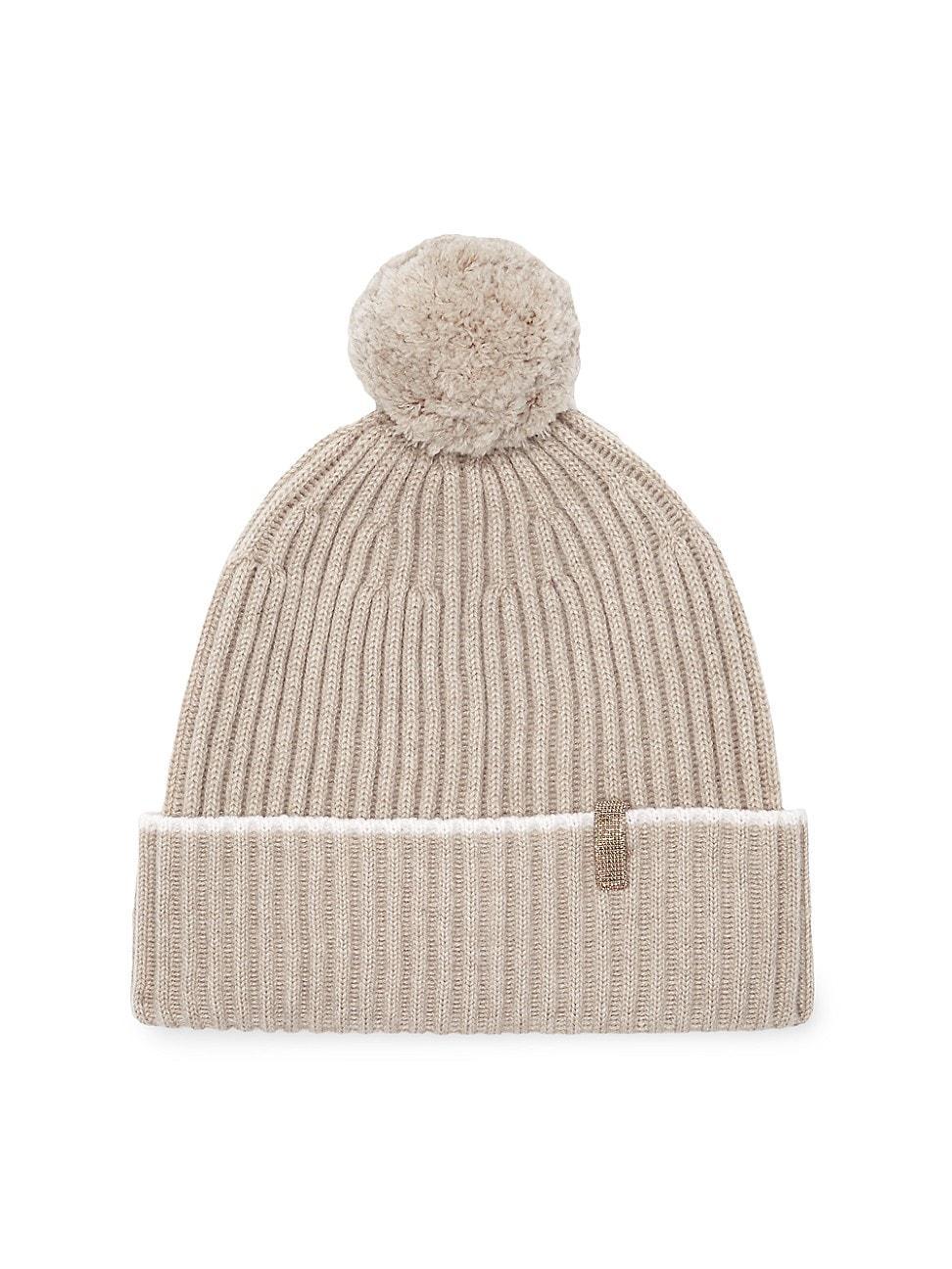 Womens Cashmere Rib Knit Beanie Product Image