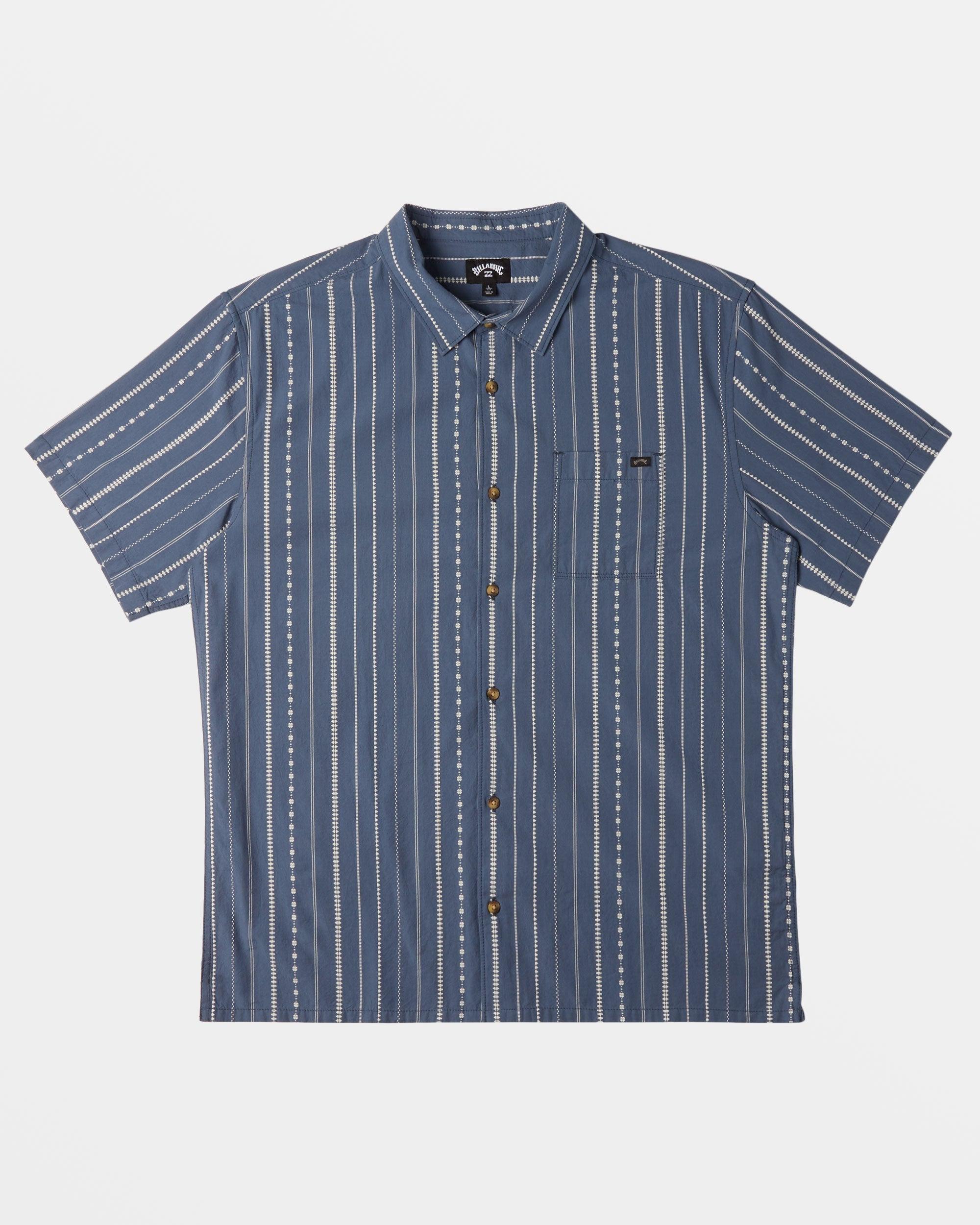 Sundays Jacquard Short Sleeve Shirt - Smoke Blue Male Product Image