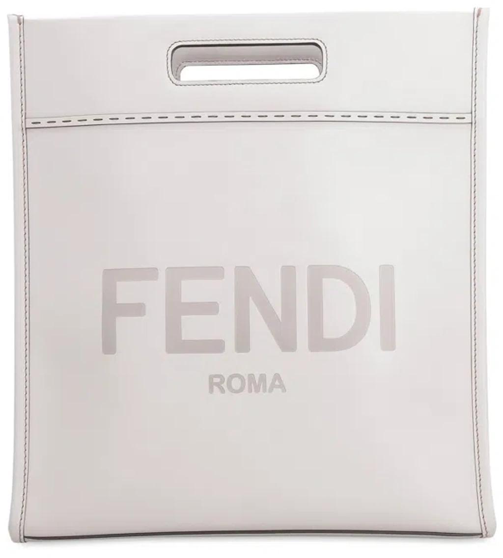 Roma Lettering Shopper Tote Bag In Grey Product Image