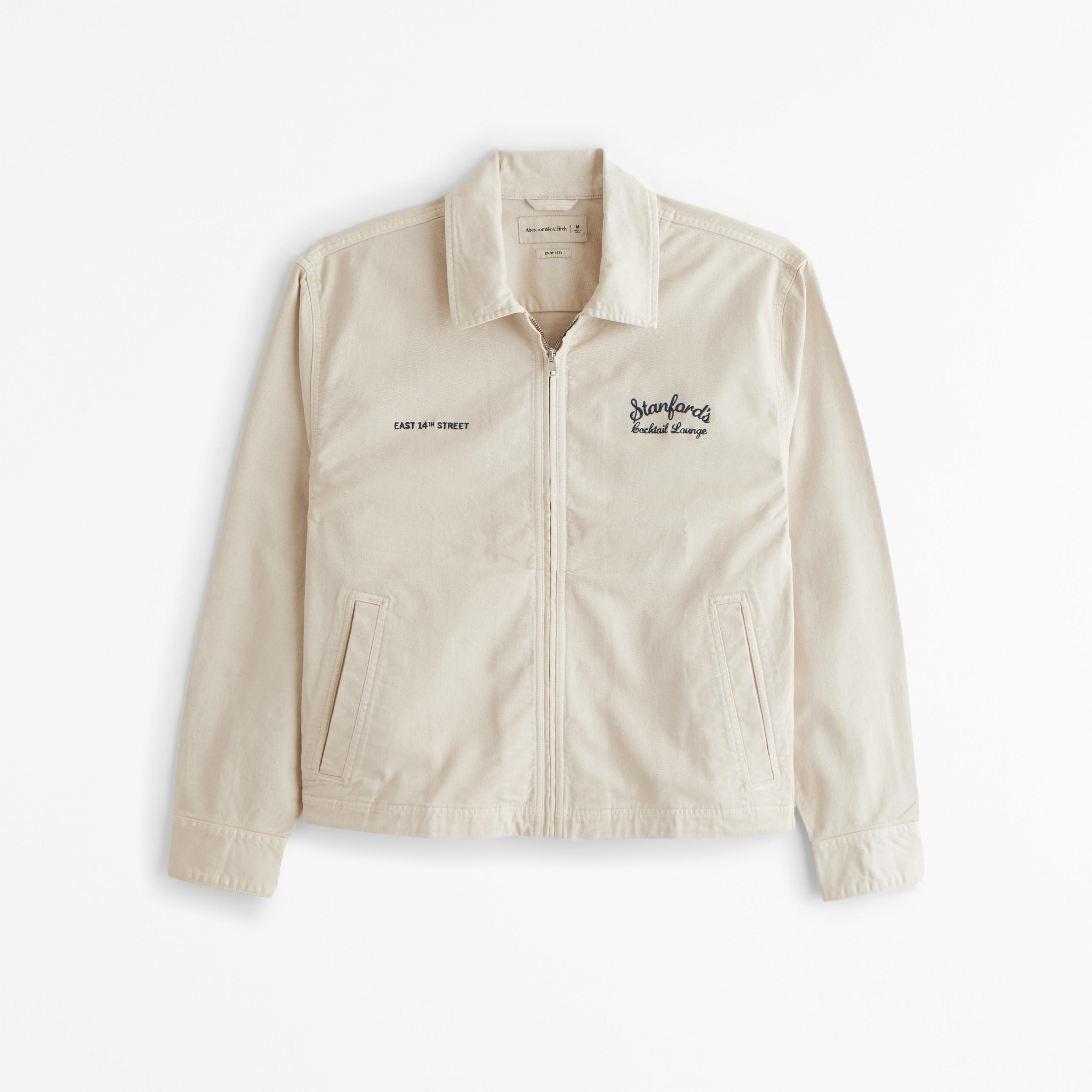 Cropped Twill Zip Shirt Jacket Product Image