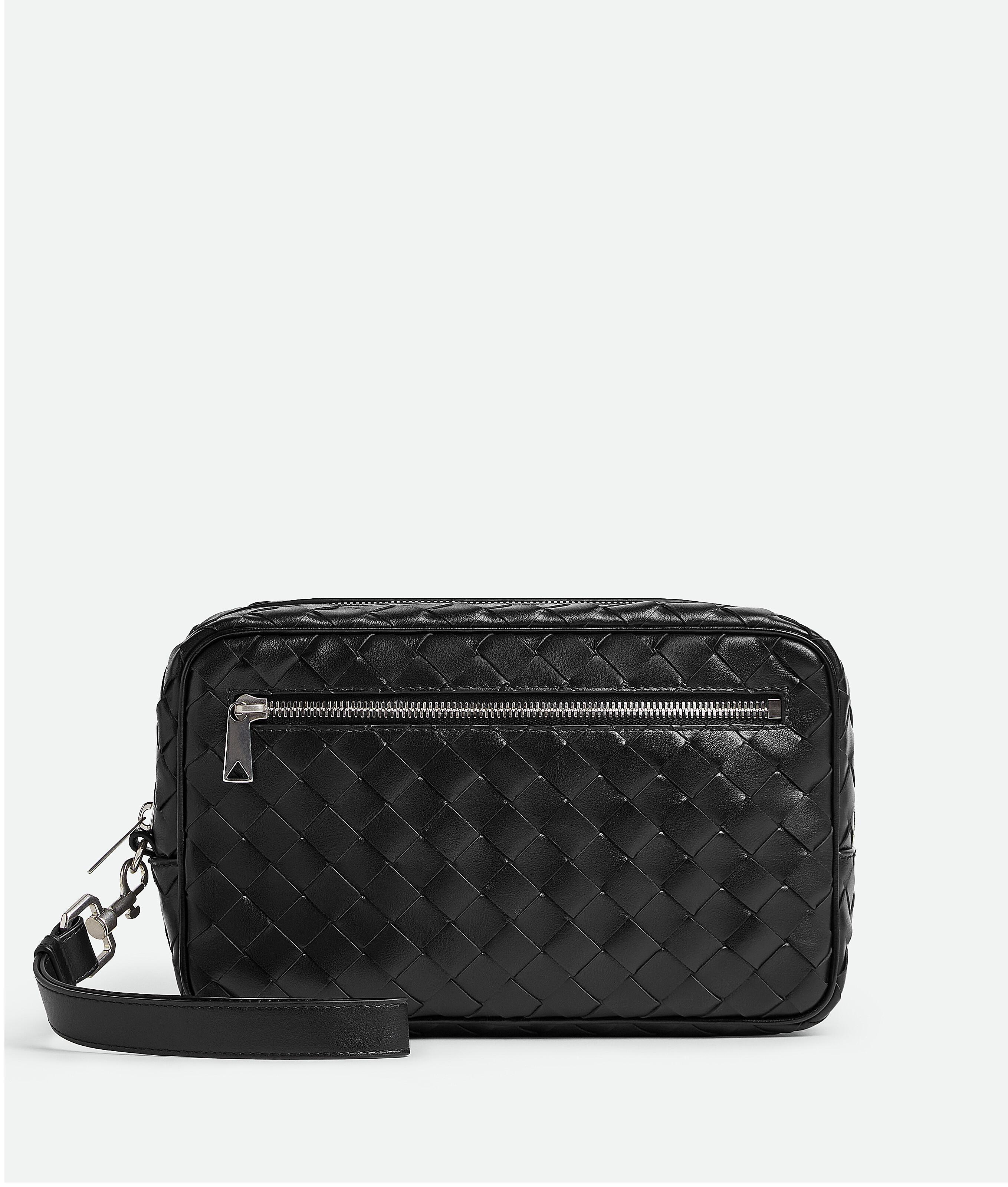 Men's Intrecciato Pouch With Wristlet in Black Product Image