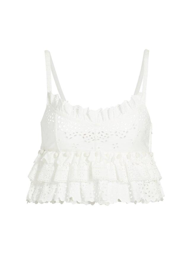 Womens Clarissa Eyelet Fitted Crop Top Product Image