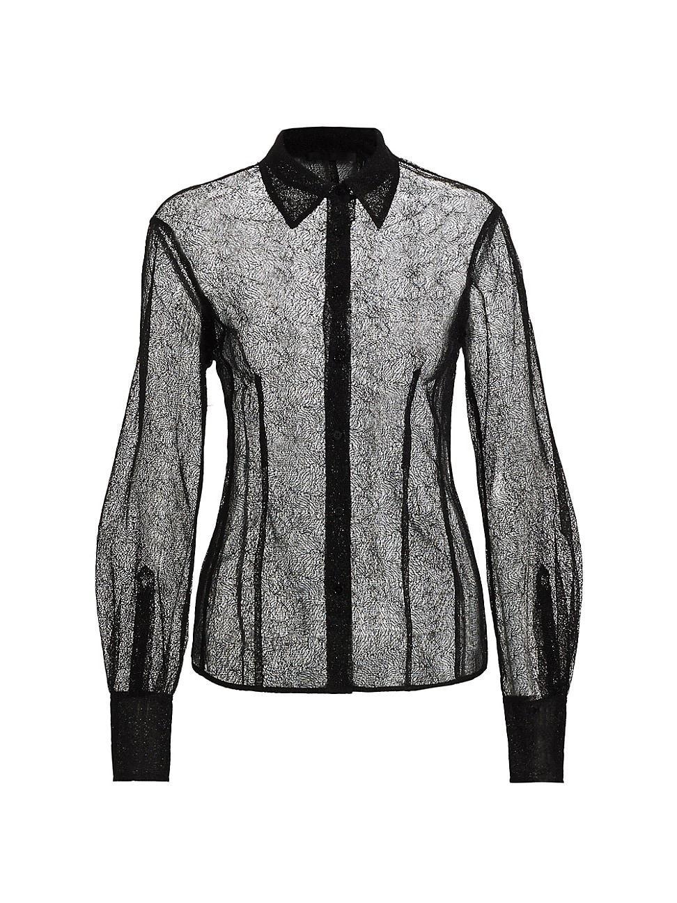 Helmut Lang Seamed Web Lace Shirt Black. (also in ). Product Image