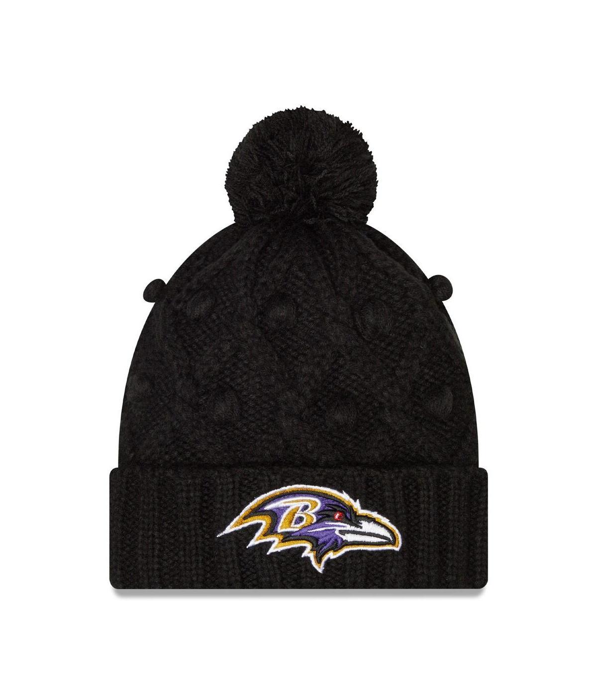 Womens New Era Black Baltimore Ravens Toasty Cuffed Knit Hat with Pom Product Image