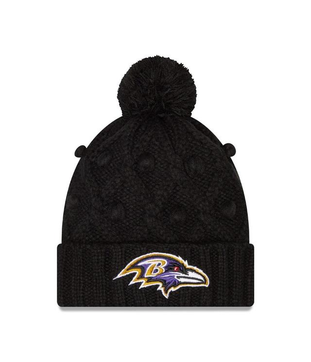 Womens New Era Black Baltimore Ravens Toasty Cuffed Knit Hat with Pom Product Image