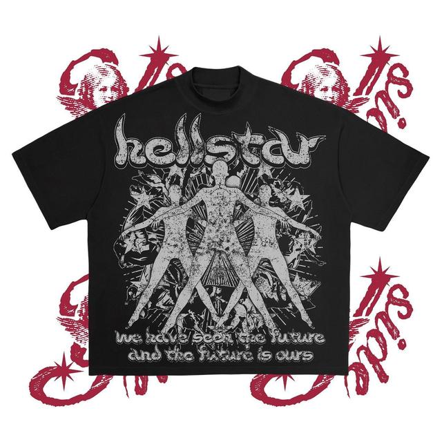 Sopula Vintage Hellstar Graffiti Print Casual Cotton Short Sleeve T-Shirt Product Image